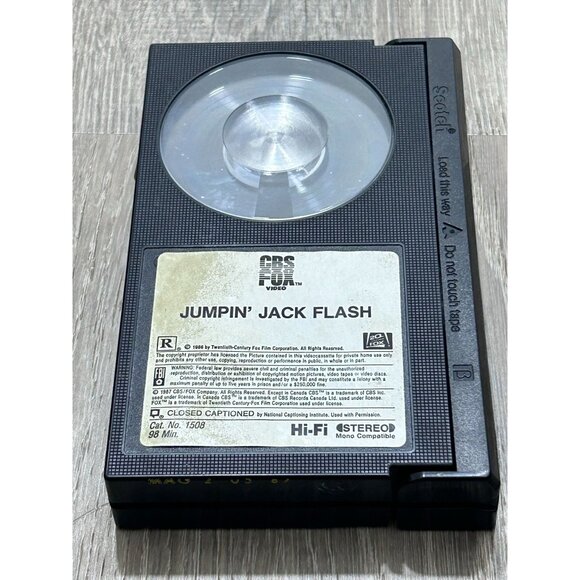 Vintage 1992 VHS Movie of Jumpin Jack Flash Featuring Whoopi Goldburg R Rated - Picture 4 of 4